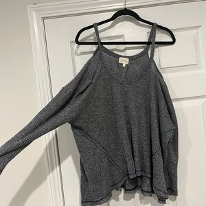 Deletta Gray Asymmetrical Long Sleeve Tunic